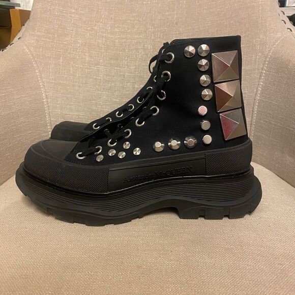 Alexander McQueen Black Studded Boots main image 11
